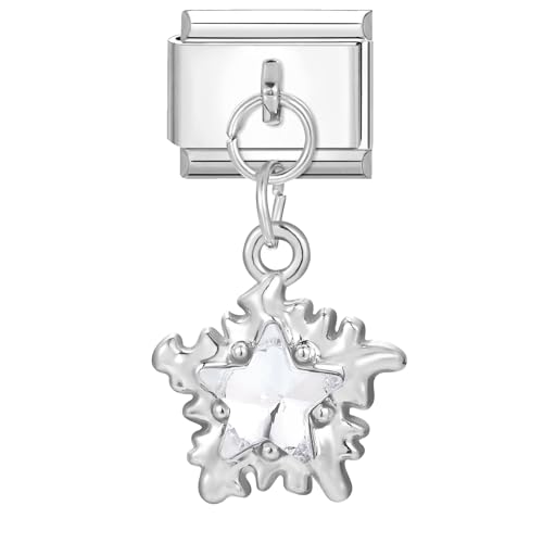 Hoomall Silber Italian Charm Bracelet Anhänger Charms für Armband Fußkettchen Halskette Ring 10x9mm Abnehmbare DIY Modul Charm Edelstahl Italian Charms(Diamant Pentagramm) von Hoomall