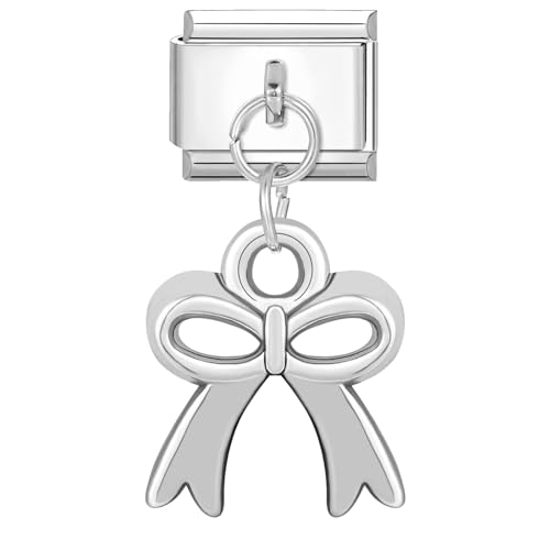 Hoomall Silber Italian Charm Bracelet mit Anhänger für Armband Fußkettchen Halskette Ring Schmuck Selber Machen 10x9mm Edelstahl Italian Charms Abnehmbare DIY Modul Charm(Fliege 1) von Hoomall