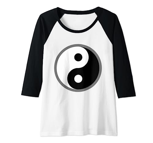 Damen Schwarz und Weiß Yin Yang, Schwarz Yin Yang, Yin Yang T-Shirts Raglan von Hoop Colors
