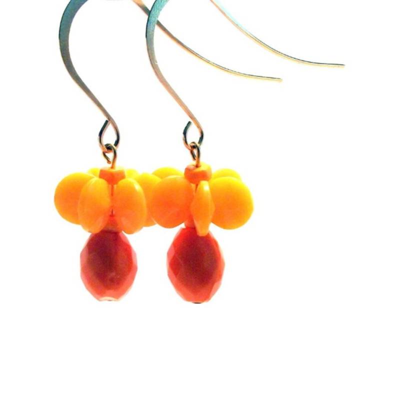 Handgemachter Modeschmuck Sonnenuntergang Orange Windrad Ohrringe von HoopsandDangles