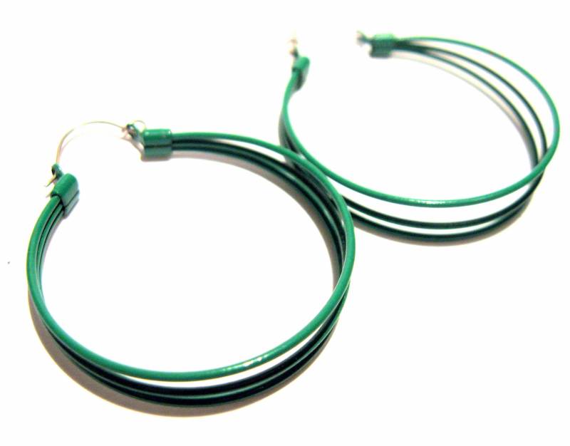 Retro Grüne Emaille Creolen - 3 cm von HoopsandDangles