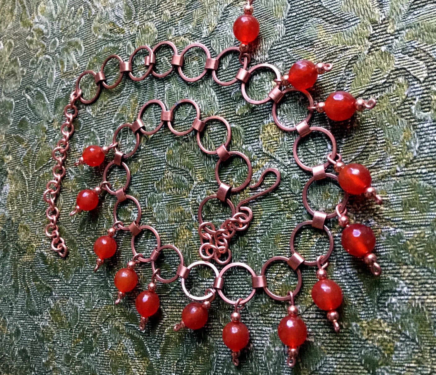 Facettierte Carnelian Perle Fransen Auf Buch Link Kupfer Halskette von HoorahUSA