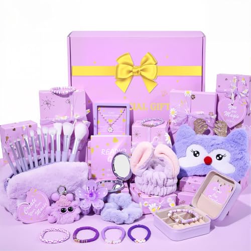 Geburtstags- und Abschlussgeschenke für Teenager-Mädchen – trendiges Teenager-Mädchen-Geschenk-Set mit Schönheitspinseln und Kosmetiktasche – ideal für Nichte, Tochter Geburtstag oder Abschluss von Hoostee