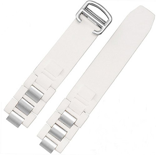 Hooxue Schwarz/Weiß Gummi Uhrenarmband Silikon Armband Faltschließe kompatibel mit 20 mm Must Cartier 21 Chronoscaph Autoscaph Quarz (weiß) von Hooxue