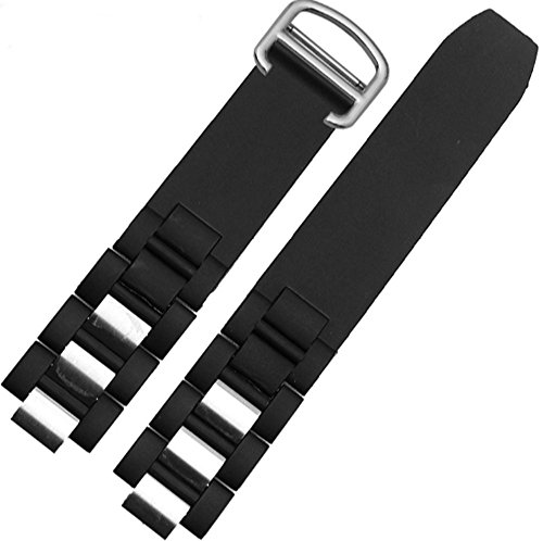 Hooxue Uhrenarmband aus Gummi, Schwarz/Weiß, Silikonarmband, Faltschließe, kompatibel mit Must Cartier 21 Chronoscaph Autoscaph Quartz 20 mm, Schwarz, 46, Armband Hooxue Uhrenarmband aus Gummi, Schwarz/Weiß, Silikonarmband, Faltschließe, kompatibel mit Must Cartier 21 Chronoscaph Autoscaph Quartz 20 mm, Schwarz, 46, Armband von Hooxue