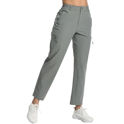 Hooxum Cargo-Wanderhose für Damen, leicht, wasserdicht, 4 Taschen, lässig, schnell trocknend, athletisch, Klettern, Loungehose, Graugrün, XXL Hooxum Cargo-Wanderhose für Damen, leicht, wasserdicht, 4 Taschen, lässig, schnell trocknend, athletisch, Klettern, Loungehose, Graugrün, XXL von Hooxum