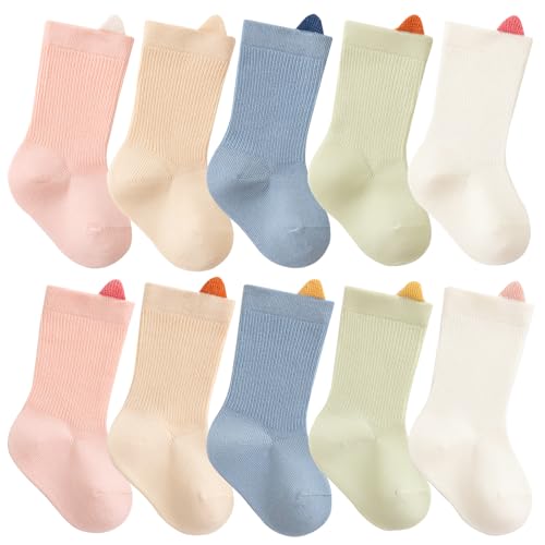 HooySprs 5 Paar Baby Socken für Neugeborene Säugling 0-6 Monate bis 3 Jahre Stopper Socken(1-3Monate) von HooySprs