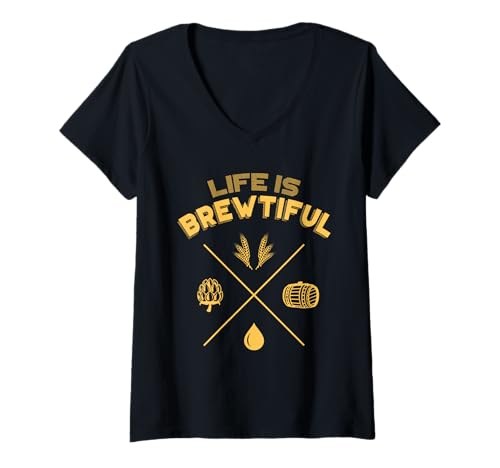 Damen Life is Brewtiful, lustiges Meme-Design für Bierliebhaber T-Shirt mit V-Ausschnitt Damen Life is Brewtiful, lustiges Meme-Design für Bierliebhaber T-Shirt mit V-Ausschnitt von Hop Barrel Humor Apparel