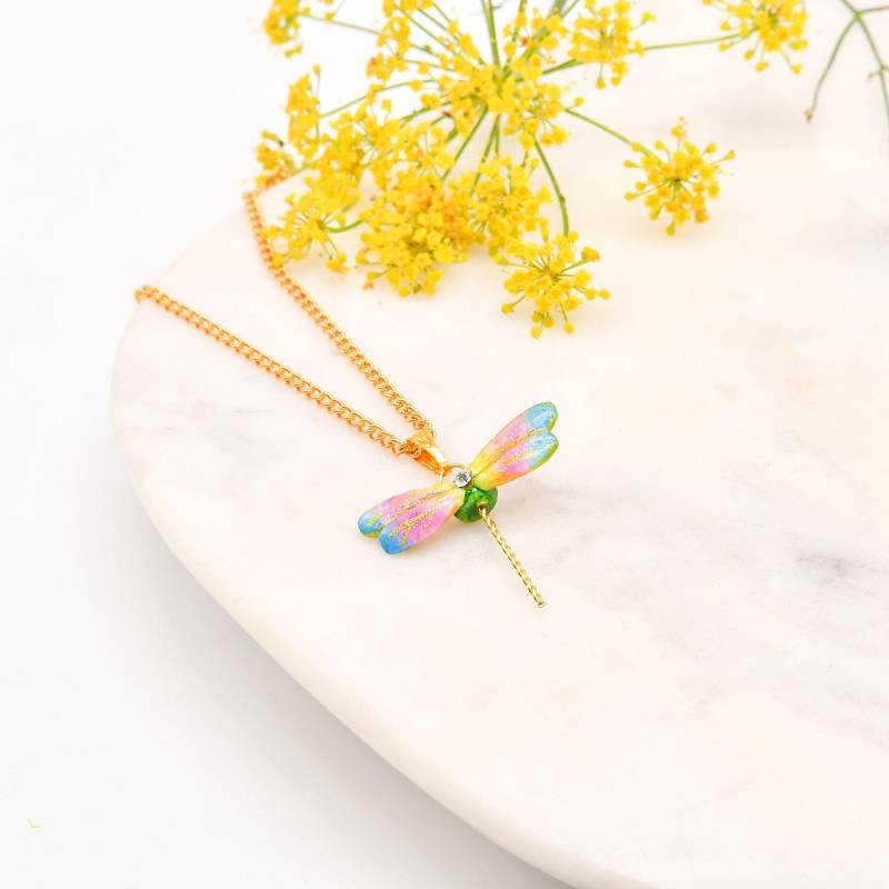 Handgemachte Porzellan Libellen Anhänger, Swarovski Kristall, Vergoldet von HopSkipAndFlutter