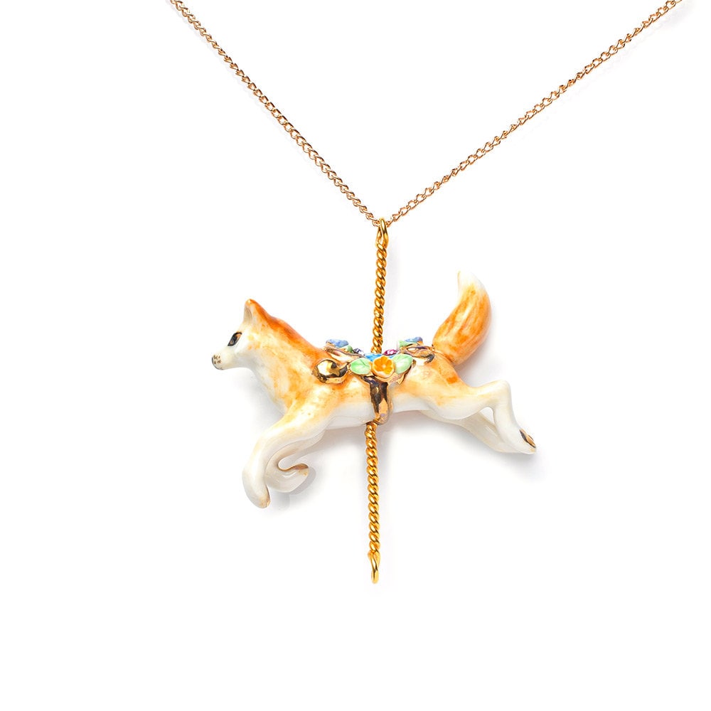 Merry Go Round Porzellan Fuchs Halskette/statement von HopSkipAndFlutter