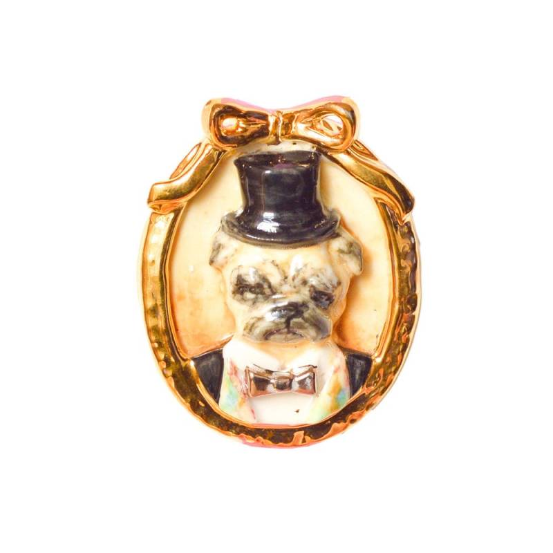 Porzellan Hund Cameo Brosche/Ovale Form Tier Mops Porzellan Hund Cameo Brosche/Ovale Form Tier Mops von HopSkipAndFlutter