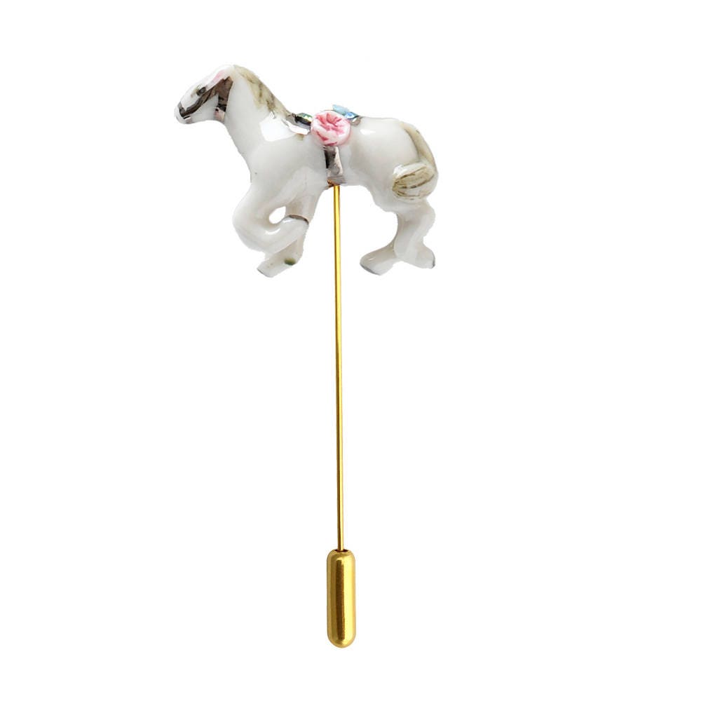 Porzellan Weißes Pferd Pin Brosche/Revers von HopSkipAndFlutter