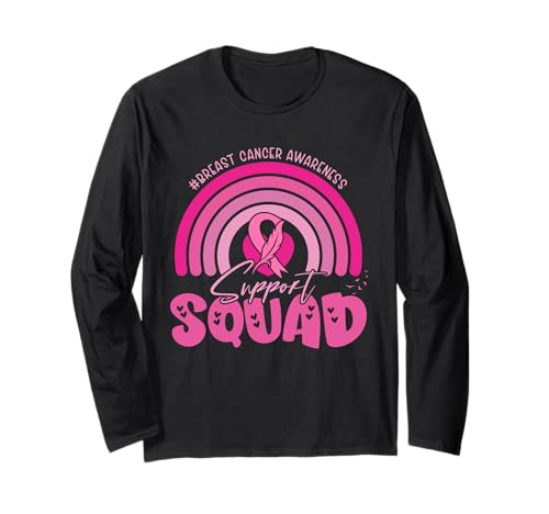 Brustkrebsbewusstsein Familie Freunde Support Squad Frauen Langarmshirt von Hope In Pink Apparel.USA