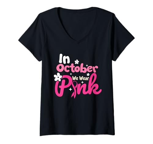 Damen Brustkrebsbewusstsein Mutter Tochter Schwester Freunde Unterstützung T-Shirt mit V-Ausschnitt Damen Brustkrebsbewusstsein Mutter Tochter Schwester Freunde Unterstützung T-Shirt mit V-Ausschnitt von Hope In Pink Apparel.USA