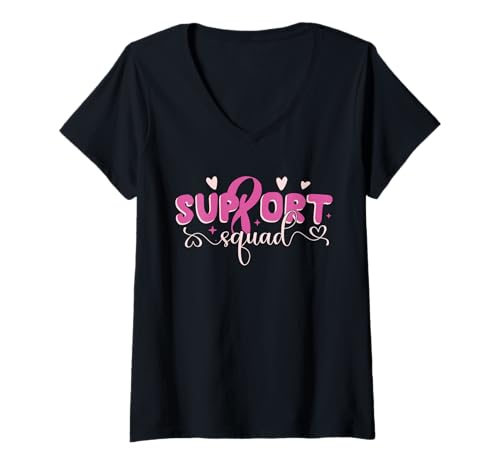 Damen Du bist Nicht allein Mutter Tochter Tante Friends Support Squad T-Shirt mit V-Ausschnitt von Hope In Pink Apparel.USA