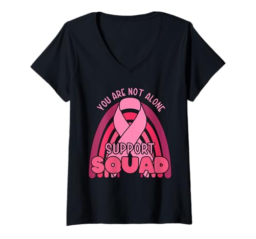 Damen Süß, du bist Nicht allein, Familie und Freunde unterstützen Squad Matching T-Shirt mit V-Ausschnitt von Hope In Pink Apparel.USA