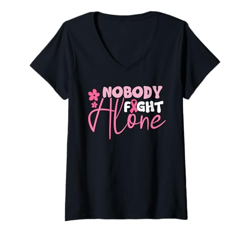 Damen Süße Mutter Töchter Freunde Brustkrebs Unterstützer Familie T-Shirt mit V-Ausschnitt von Hope In Pink Apparel.USA