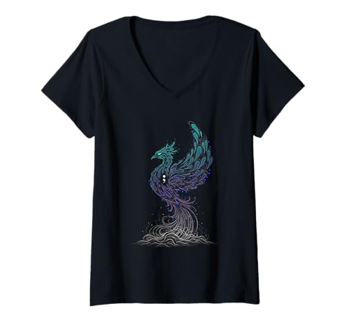 Damen Phoenix zur Vorbeugung von Selbstmordaufklärung, Blauviolett, Wiedergeburt T-Shirt mit V-Ausschnitt Damen Phoenix zur Vorbeugung von Selbstmordaufklärung, Blauviolett, Wiedergeburt T-Shirt mit V-Ausschnitt von Hope Rises Apparel