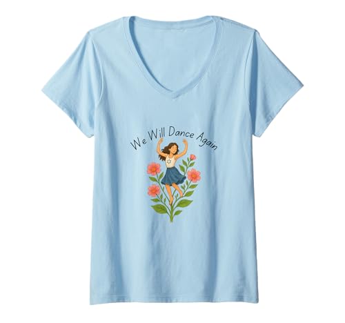 Damen Am Israel Chai - We Will Dance Again Design T-Shirt mit V-Ausschnitt Damen Am Israel Chai - We Will Dance Again Design T-Shirt mit V-Ausschnitt von Hope and Strength – Israel Collection