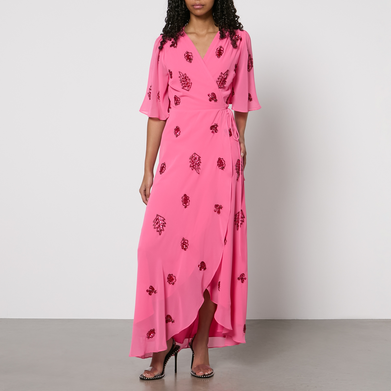 Hope & Ivy Hebe Embellished Chiffon Wrap Maxi Dress - UK 8 von Hope & Ivy