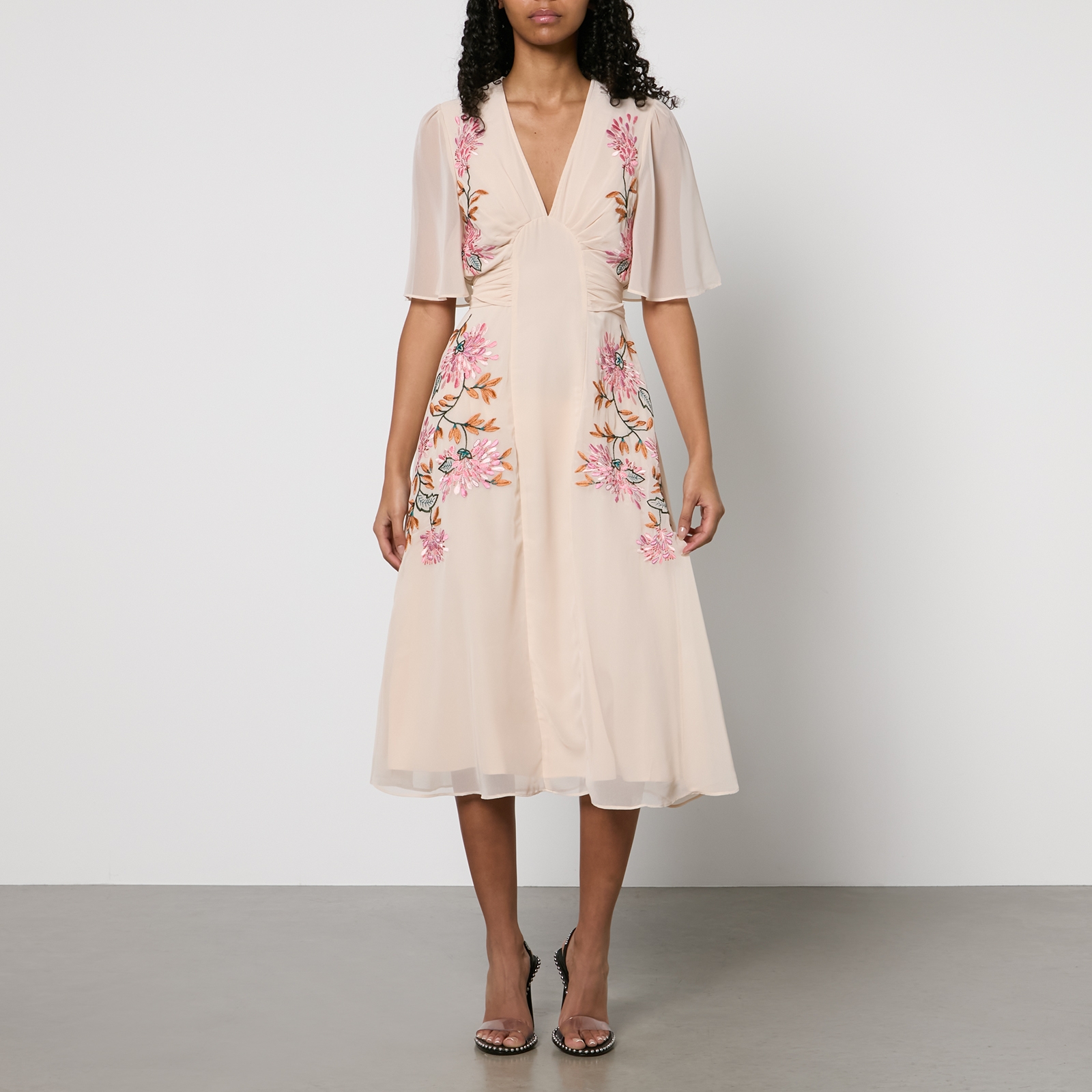 Hope & Ivy Lovisa Embroidered Chiffon Midi Dress - UK 6 von Hope & Ivy