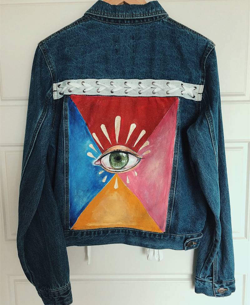 All Seeing Eye Jeansjacke/Handbemalt Jacke Custom Jeans Personalisierte Aus Einer Art Denim von HopeLamber