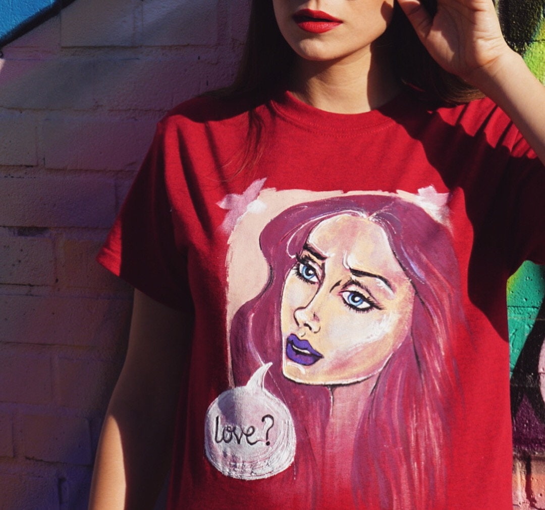 Pop-Art-T-Shirt/Handbemalte T-Shirt Pop Kunst Custom Tshirt Personalisierte Ein Einer Art Top Handbemalt Pop-Art-T-Shirt/Handbemalte T-Shirt Pop Kunst Custom Tshirt Personalisierte Ein Einer Art Top Handbemalt von HopeLamber