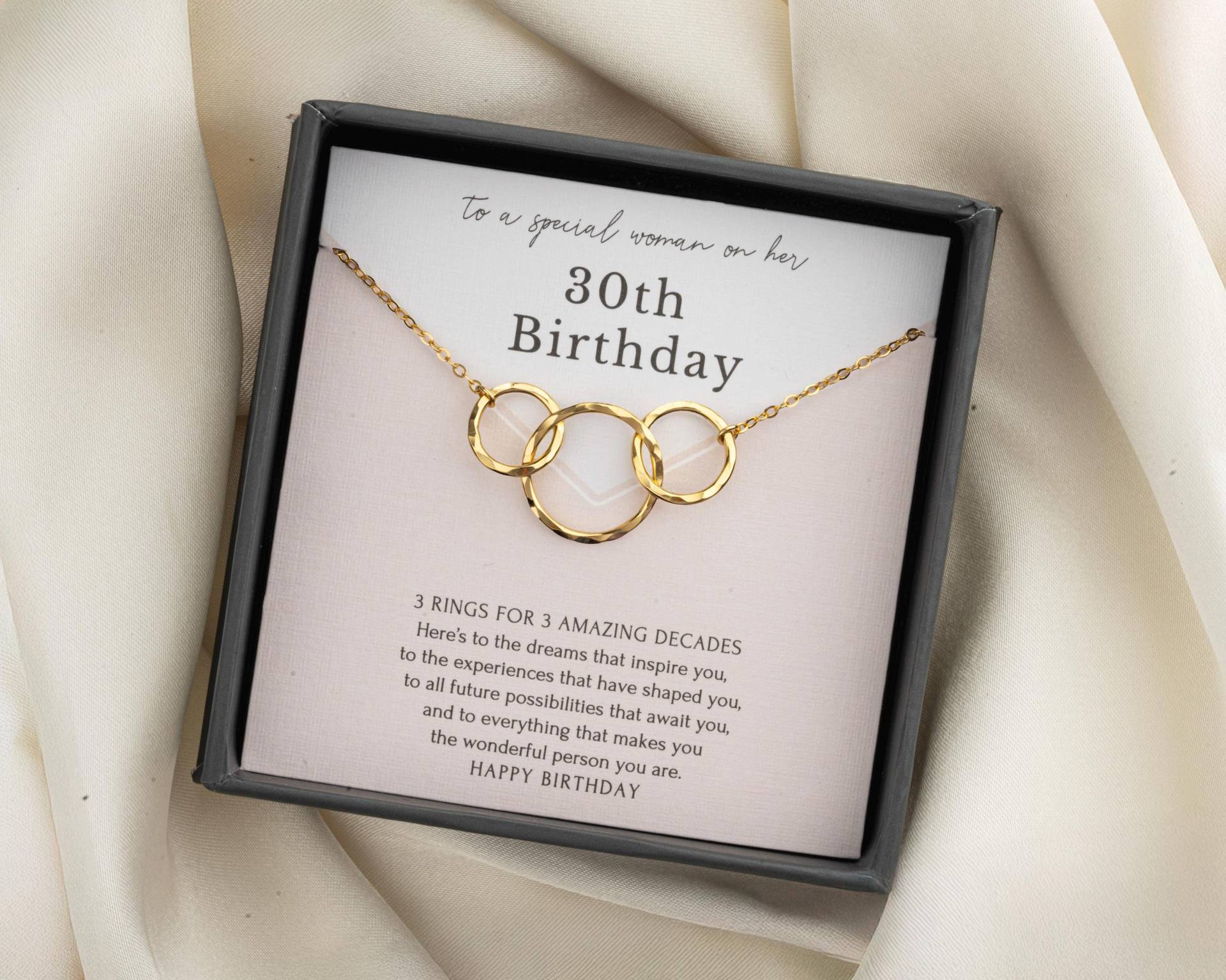 30. Geburtstag Halskette Geschenk Für Sie | 3 Ringe Jahrzehnte Sterling Silber Gold 30 Jahre Geburtstagsmeilenstein von HopeLoveShine