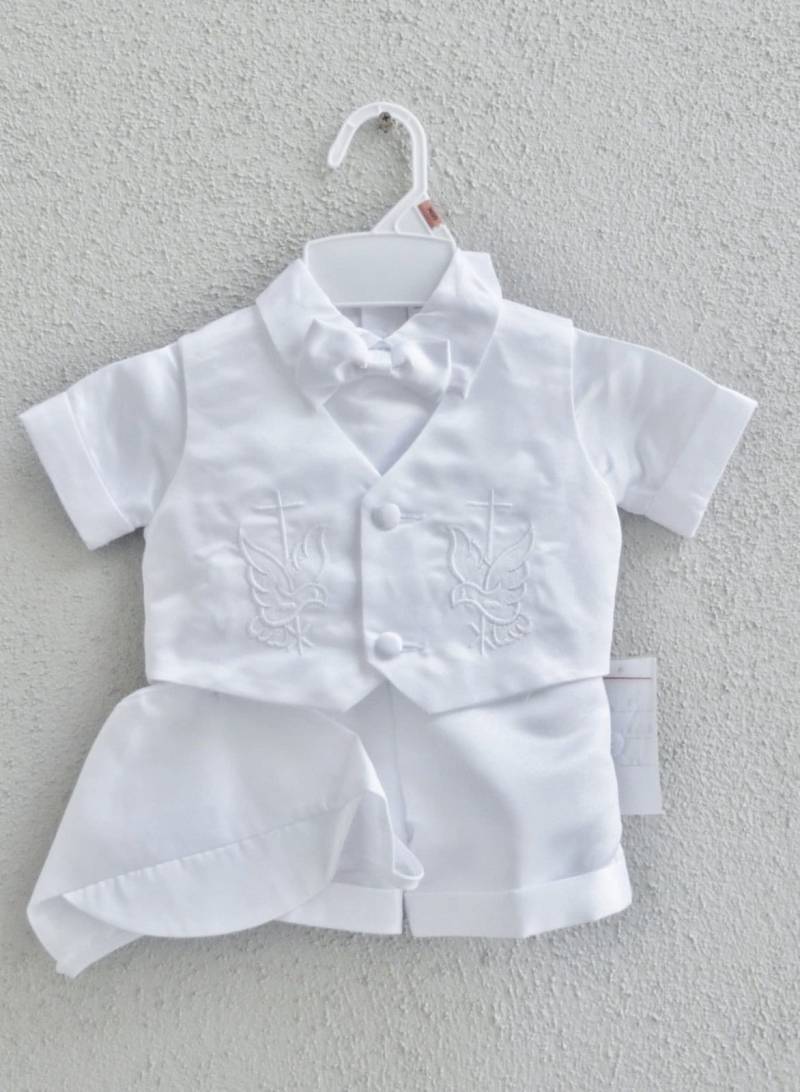 Jungen Weiss Taufe Kurze Set 4-Teilig Mit Kreuz Und Taube Detaisl Jungen Weiss Taufe Kurze Set 4-Teilig Mit Kreuz Und Taube Detaisl von HopeMeetsFashion