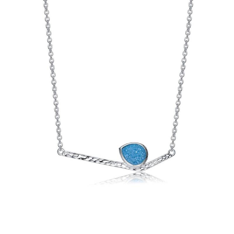 Aqua Druzy Mit Sterling Silber Gehämmerte Bar Anhänger Halskette, Handwerker Moderner Schmuck Aqua Druzy Mit Sterling Silber Gehämmerte Bar Anhänger Halskette, Handwerker Moderner Schmuck von HopeRomance