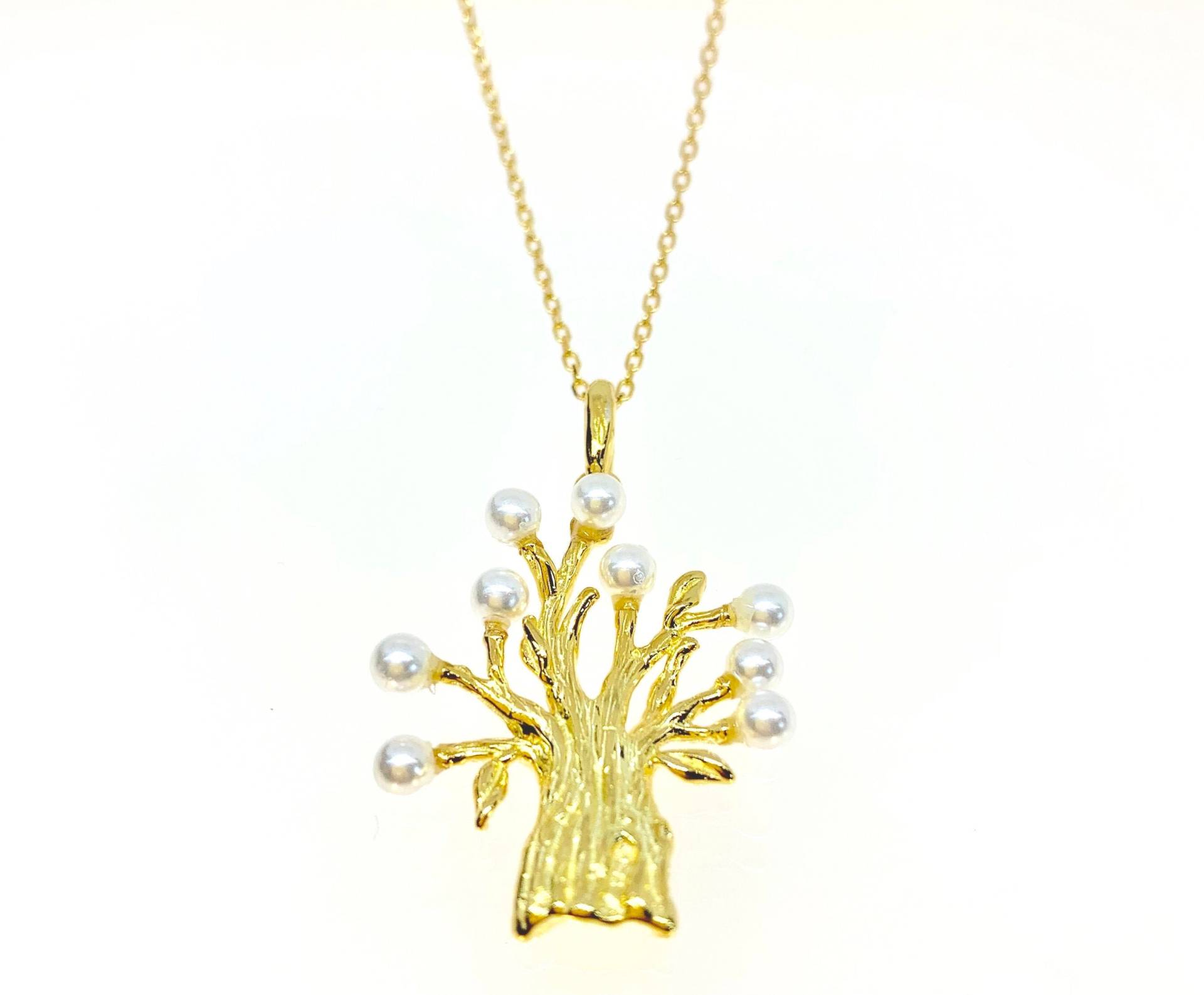 Baum Des Lebens Anhänger Halskette, Sterling Silber Perlen Gold Glücksbaum, Halskette Baum Des Lebens Anhänger Halskette, Sterling Silber Perlen Gold Glücksbaum, Halskette von HopeRomance