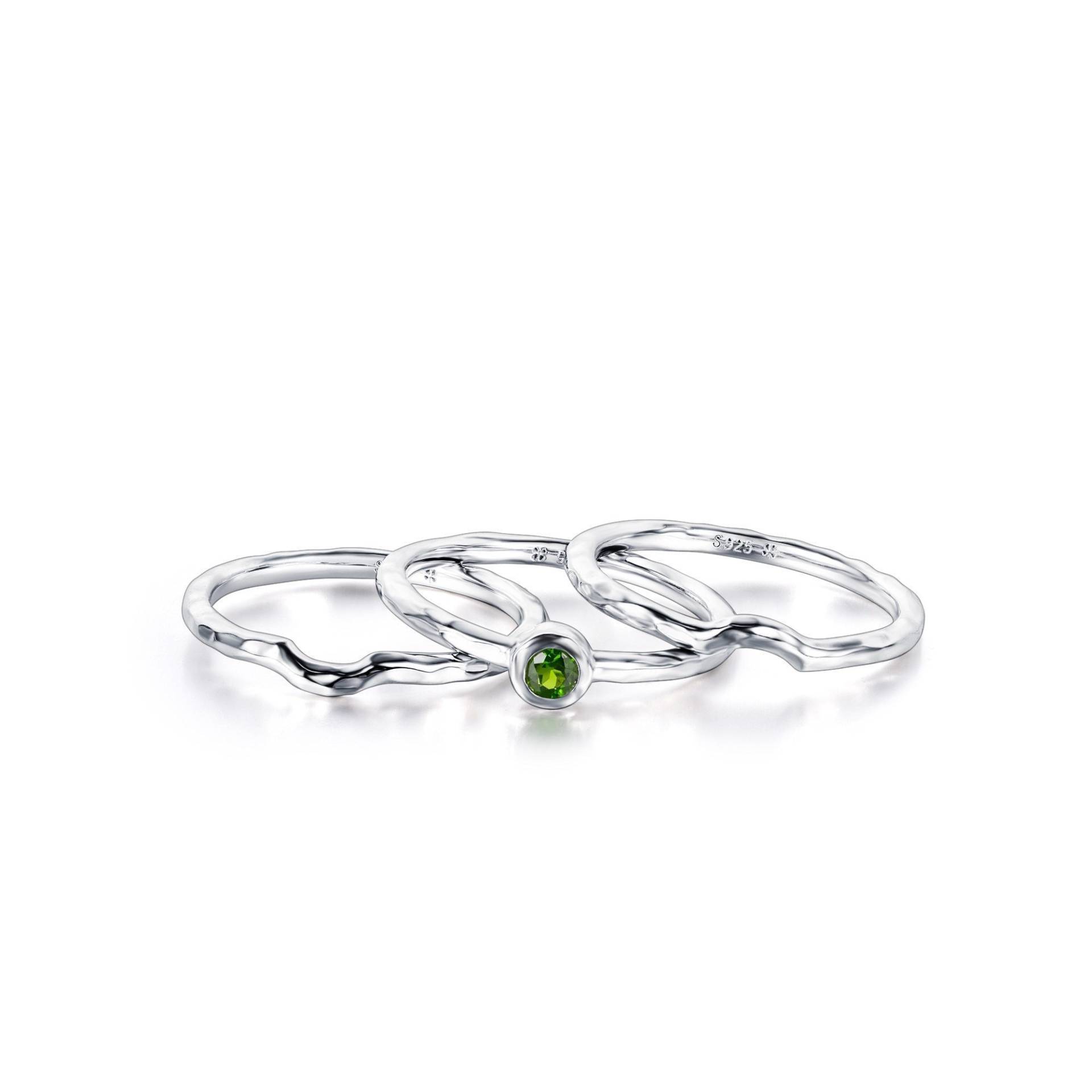 Diopsid Ring, Sterling Silber Ring Set, Exquisite Runder Rhodium Überzug, Designer Schmuck Diopsid Ring, Sterling Silber Ring Set, Exquisite Runder Rhodium Überzug, Designer Schmuck von HopeRomance