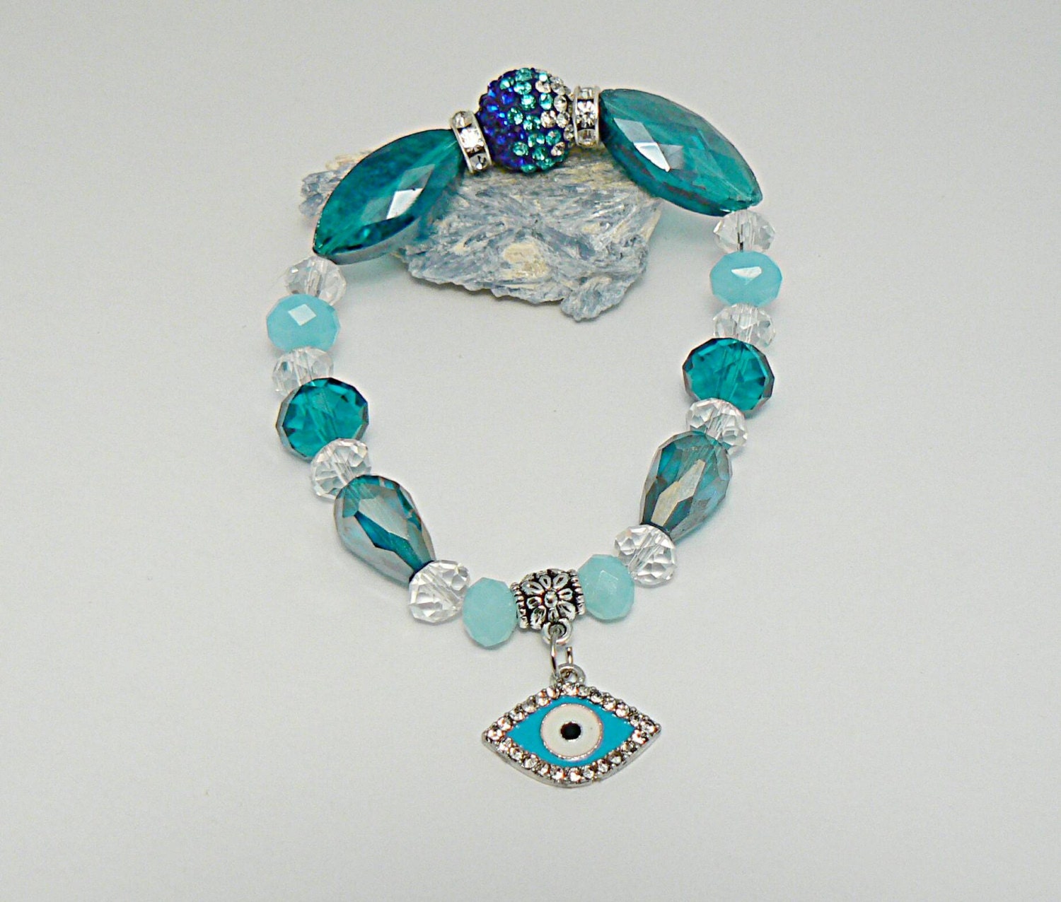 Evil Eye Armband, Inspirierende Support-Armband, Blau Armband Dehnbar Damen Ermächtigen Schmuck von HopeinBracelets