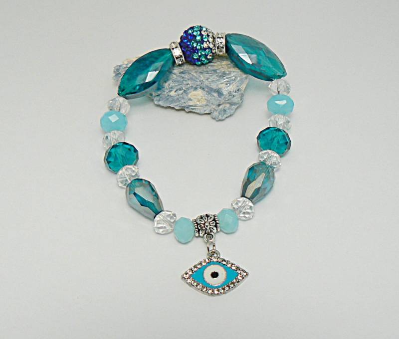 Evil Eye Armband, Inspirierende Support-Armband, Blau Armband Dehnbar Damen Ermächtigen Schmuck von HopeinBracelets