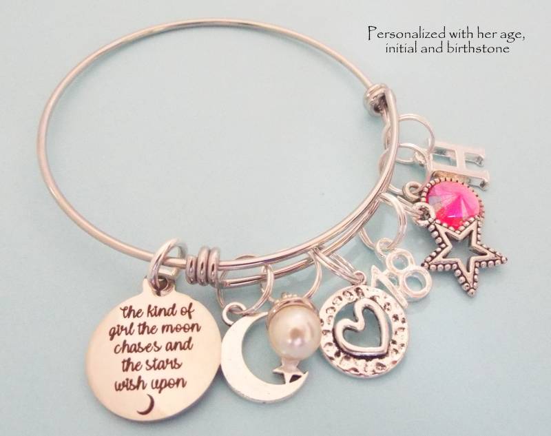 18. Geburtstag Bettelarmband Personalisierter Anfangs - Und Geburtssteinschmuck 18. Geburtstag Bettelarmband Personalisierter Anfangs - Und Geburtssteinschmuck von HopeisHipJewelry