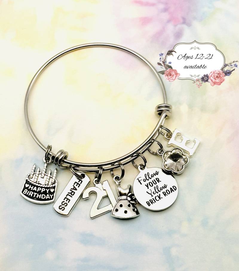 21. Geburtstag Bettelarmband Personalisierter Armreif Mit Initiale Und Geburtsstein 21. Geburtstag Bettelarmband Personalisierter Armreif Mit Initiale Und Geburtsstein von HopeisHipJewelry