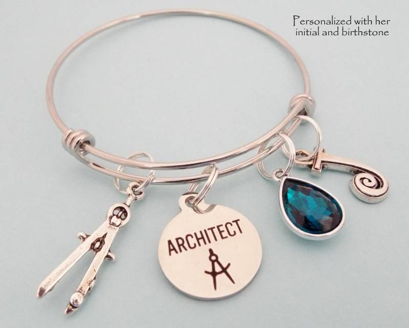 Architekt Graduierung Charme Armband Personalisierter Anfangsschmuck Architekt Graduierung Charme Armband Personalisierter Anfangsschmuck von HopeisHipJewelry