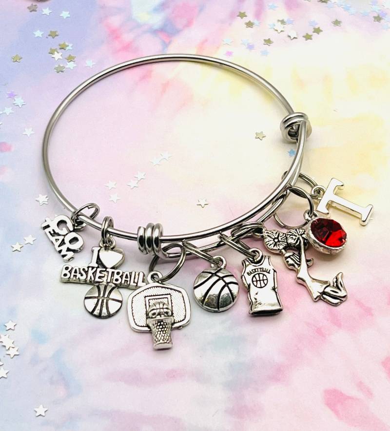 Basketball Charm Armband, Initial & Geburtsstein, Team Geschenk von HopeisHipJewelry