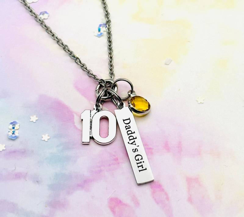 Papa Mädchen Halskette Personalisierte Initial & Geburtsstein, Vater Tochter Geschenk von HopeisHipJewelry