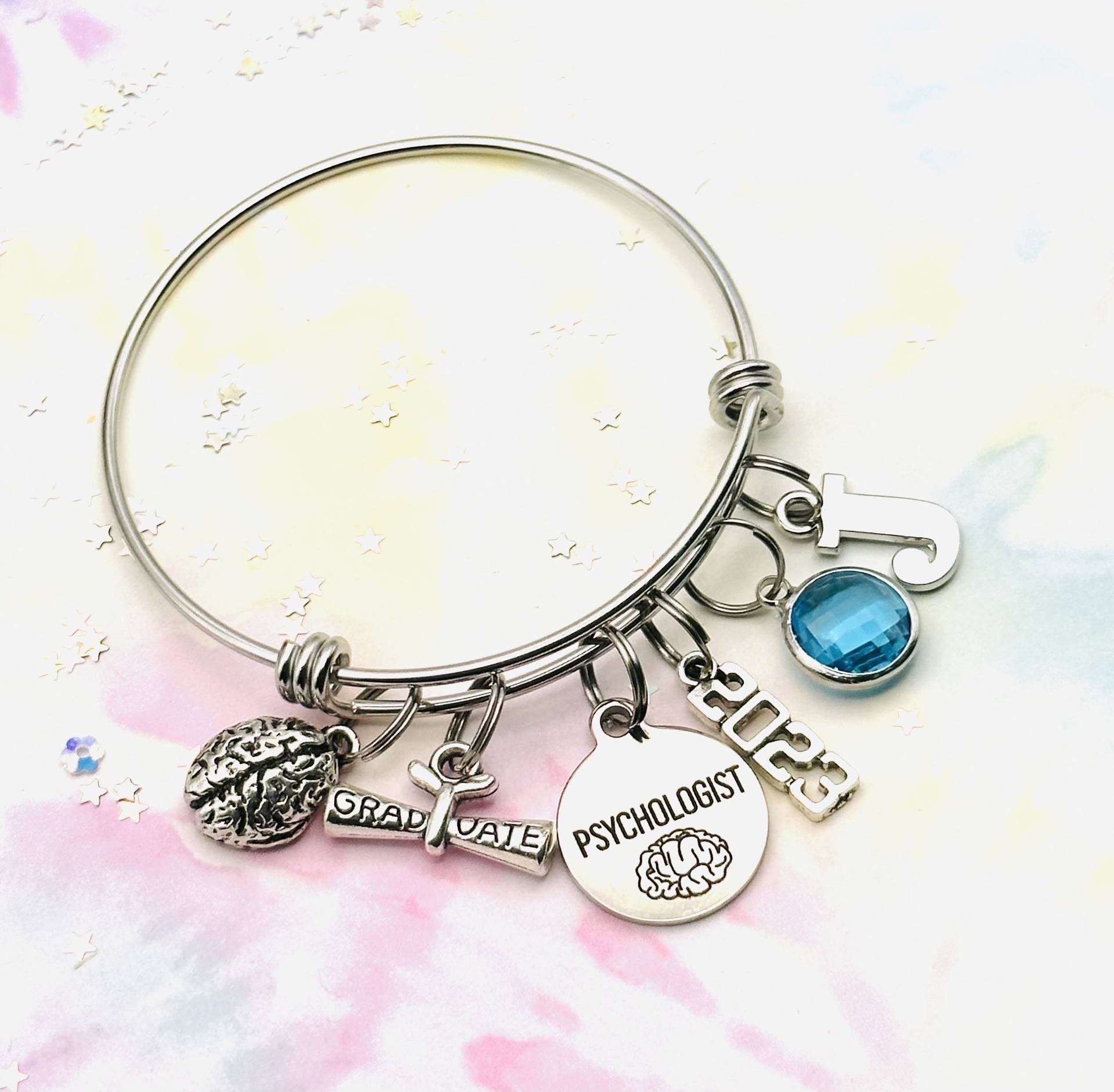 Personalisierte Psychologe Abschluss Charm Armband, Birthstone Schmuck von HopeisHipJewelry