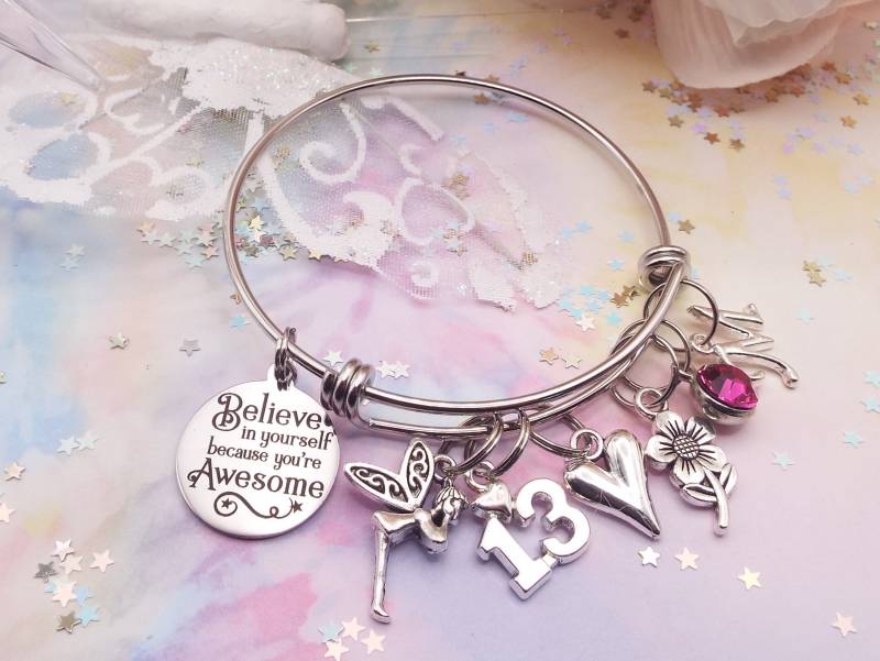 Personalisiertes Bettelarmband Initiale, Geburtsstein, Fee - Teen Mädchen Geschenk von HopeisHipJewelry
