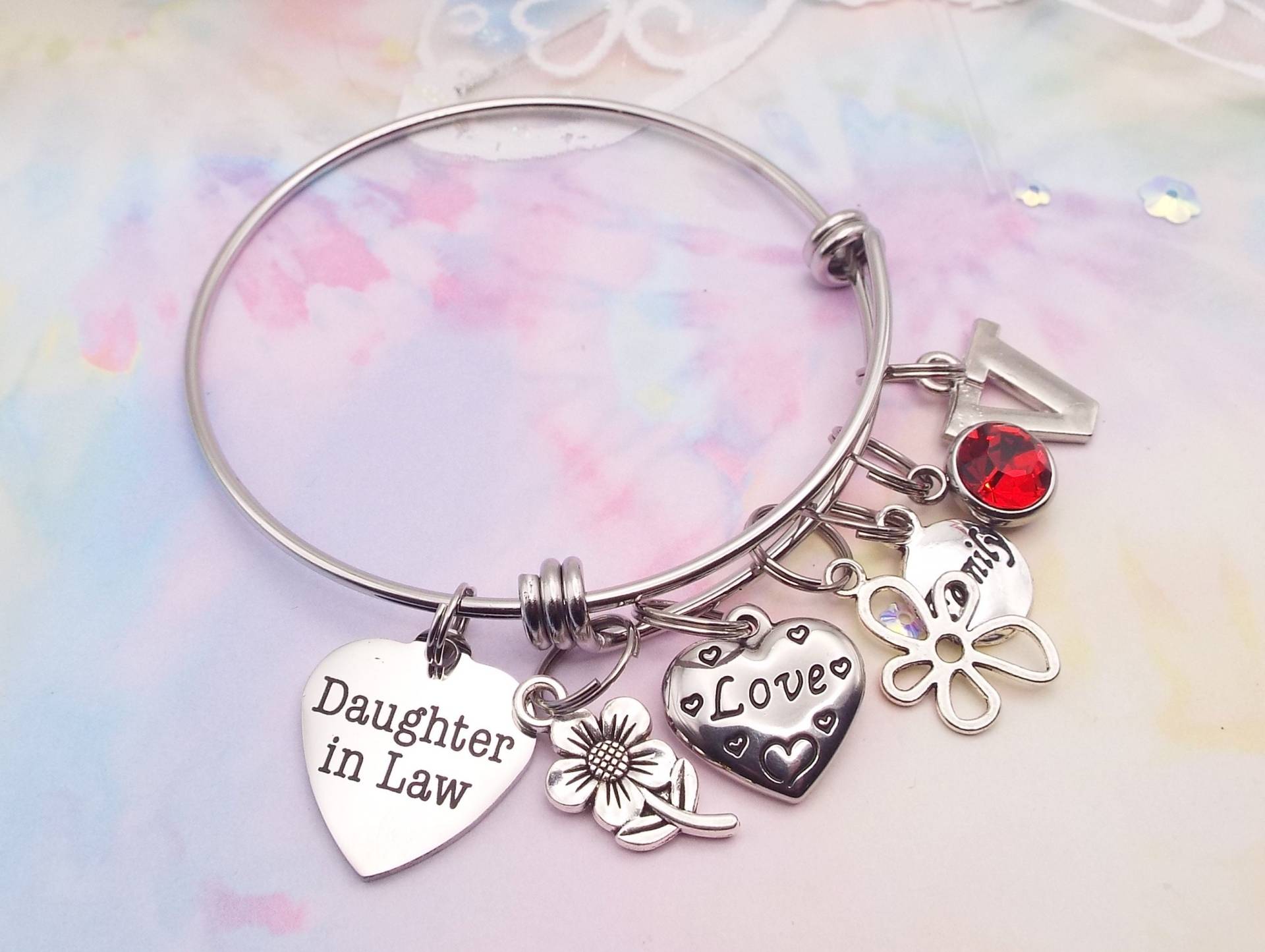 Tochter Im Schwiegermutter Bettelarmband, Personalisierte Anfang Geburtsstein, Hochzeitsgeschenk von HopeisHipJewelry