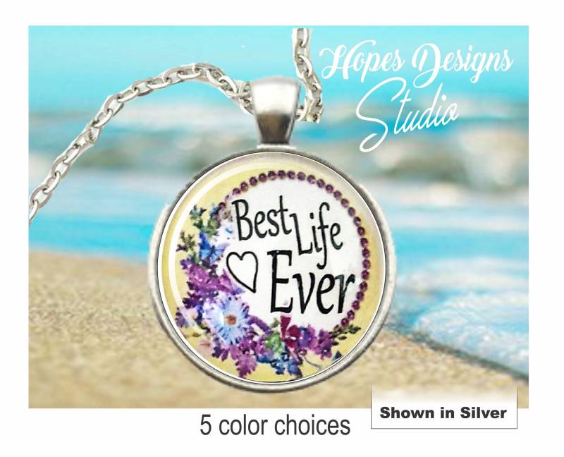Jw Best Life Ever Anhänger Charm Halskette/5 Farbauswahl/Jw Geschenke/Jw Accessoires/Taufgeschenk/Cabochon Halskette/Blümchen Halskette/Charm von HopesDesignsJW