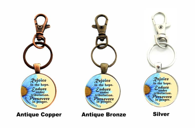 Jw Geschenke/Runder Schlüsselanhänger Mit Clip/Römer 12, 12 "Freut Euch An Der Hoffnung.ertragt Unter Drangsal.ausdauert Im von HopesDesignsJW