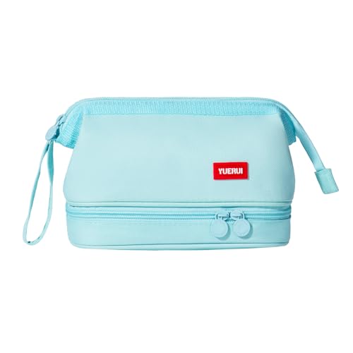 Hopesky Federmäppchen – 2-lagiges Schlamperetui mit großer Kapazität & stabilem Reißverschluss, tragbares Stifteetui mit Fächern für Schule, Büro & Reisen – für Damen & Herren (Blau) von Hopesky