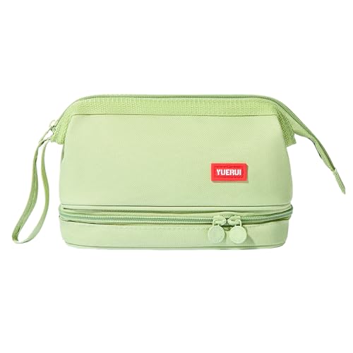 Hopesky Federmäppchen – 2-lagiges Schlamperetui mit großer Kapazität & stabilem Reißverschluss, tragbares Stifteetui mit Fächern für Schule, Büro & Reisen – für Damen & Herren (Grün) von Hopesky