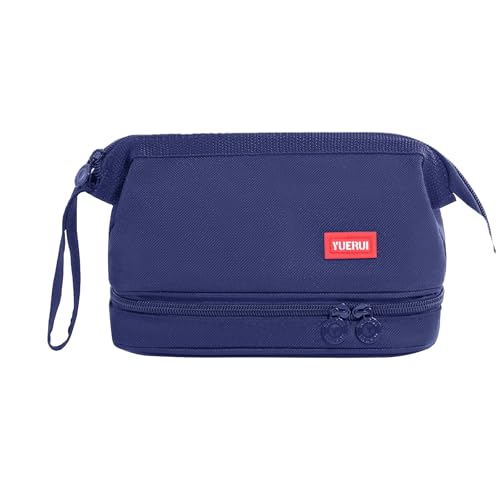 Hopesky Federmäppchen – 2-lagiges Schlamperetui mit großer Kapazität & stabilem Reißverschluss, tragbares Stifteetui mit Fächern für Schule, Büro & Reisen – für Damen & Herren (Marine) von Hopesky