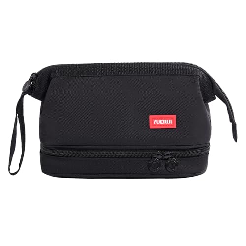 Hopesky Federmäppchen – 2-lagiges Schlamperetui mit großer Kapazität & stabilem Reißverschluss, tragbares Stifteetui mit Fächern für Schule, Büro & Reisen – für Damen & Herren (Schwarz) von Hopesky