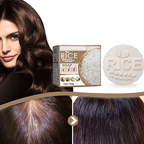 2022 Neue Rice Haar Shampoo Bar,Hair Growth Soap,Reis-Shampoo Hair Nutrition Essences Soap für trockenes geschädigtes Haar für Damen Herren (1PCS) von Hopesprout