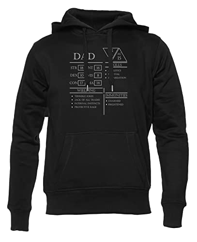 Dad Stats - Character Sheet Unisex Hoodie Herren Damen Schwarz Lange Ärmel Kapuzenpulli Men's Women's Black von Hopestly